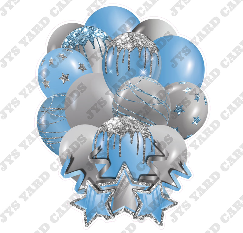 SINGLE JAZZY SOLID BALLOON: LIGHT BLUE AND SILVER