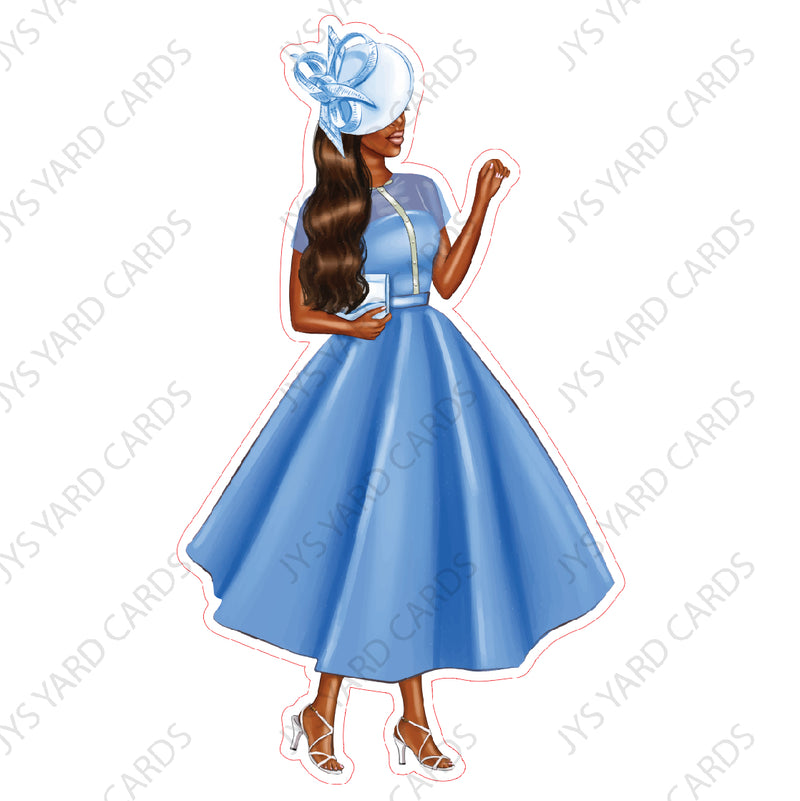 FANCY BROWN WOMAN: Blue - Yard Card Signs by JYS International