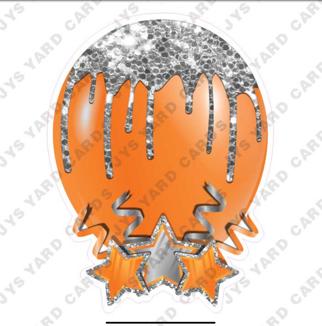 INDIVIDUAL BALLOON: ORANGE AND SILVER - Yard Card Signs by JYS International