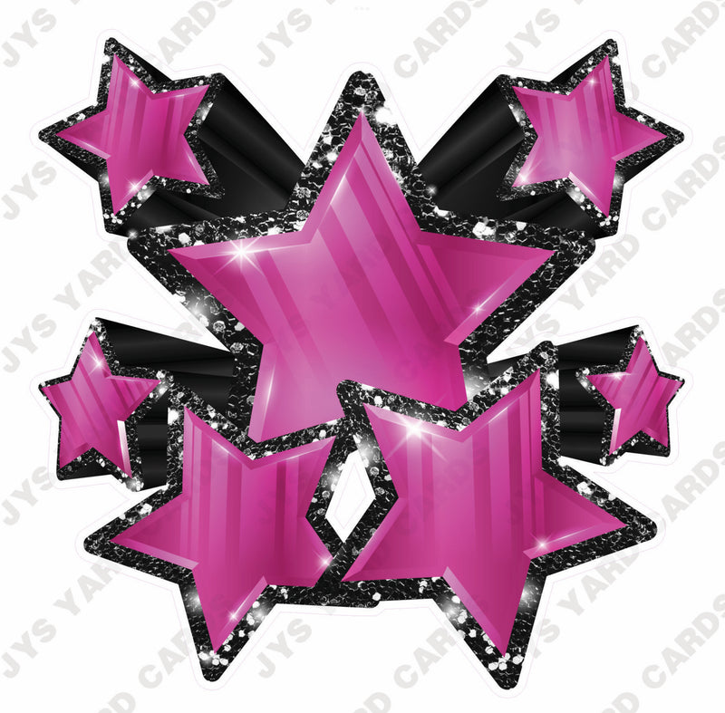 SHOOTING STARS: BLACK & HOT PINK - Yard Card Signs by JYS International