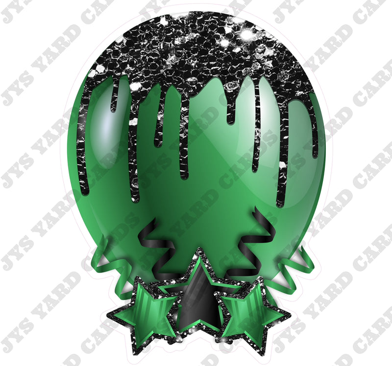 INDIVIDUAL BALLOON: BLACK AND GREEN - Yard Card Signs by JYS International