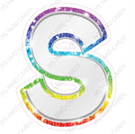 Single Letters: 12” Bouncy Metallic White With Rainbow