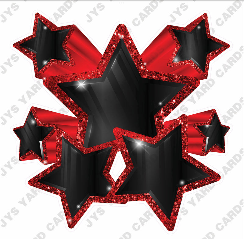 SHOOTING STARS: BLACK & RED - Yard Card Signs by JYS International