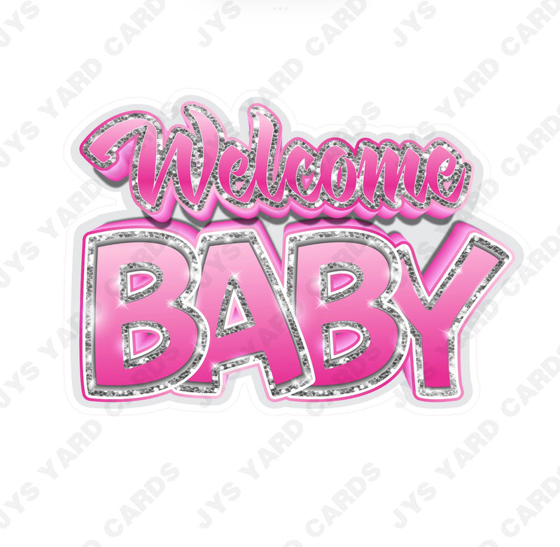 WELCOME BABY CENTERPIECE: Pink & Silver