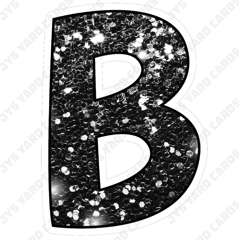 Single Letters: 23” Bouncy Glitter Black