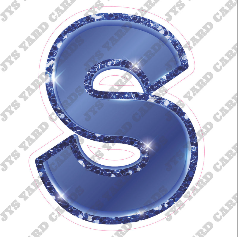 Single Letters: 12” Bouncy Glitter Metallic Navy Blue - Yard Card Signs by JYS International