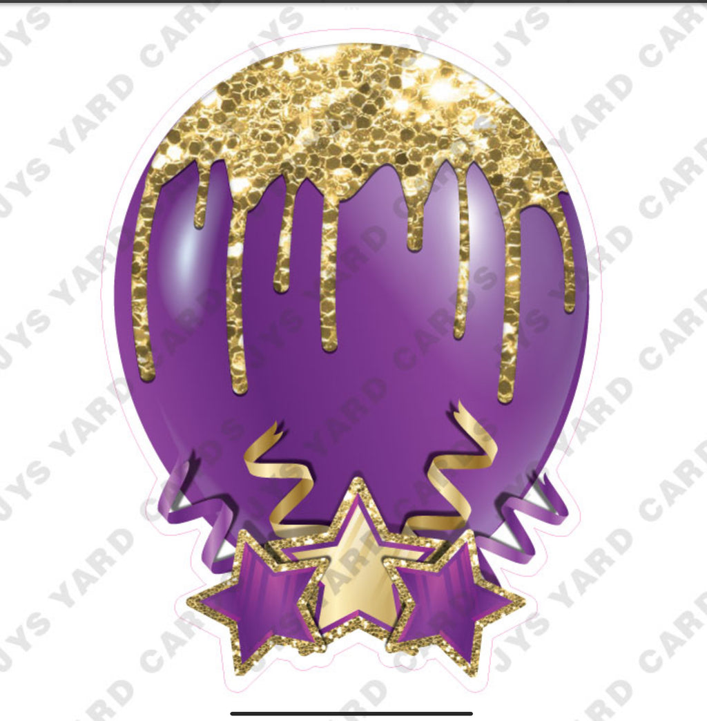 INDIVIDUAL BALLOON: PURPLE AND GOLD - Yard Card Signs by JYS International