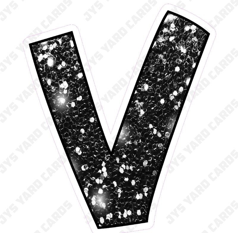 Single Letters: 12” Bouncy Glitter Black - Yard Card Signs by JYS International