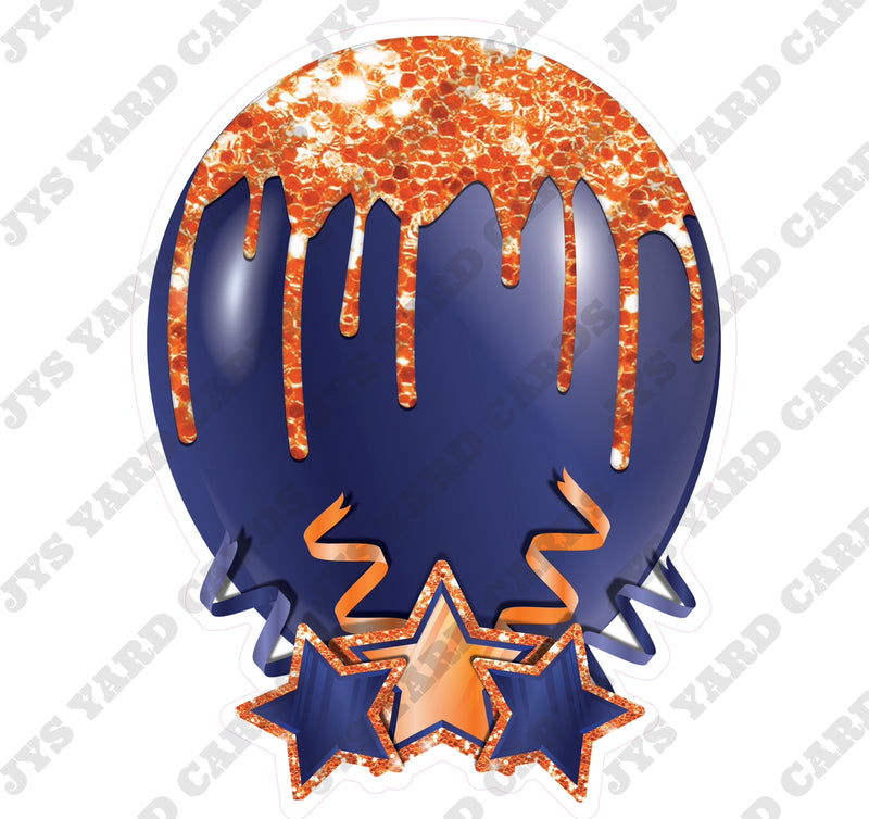 INDIVIDUAL BALLOON: NAVY AND ORANGE - Yard Card Signs by JYS International