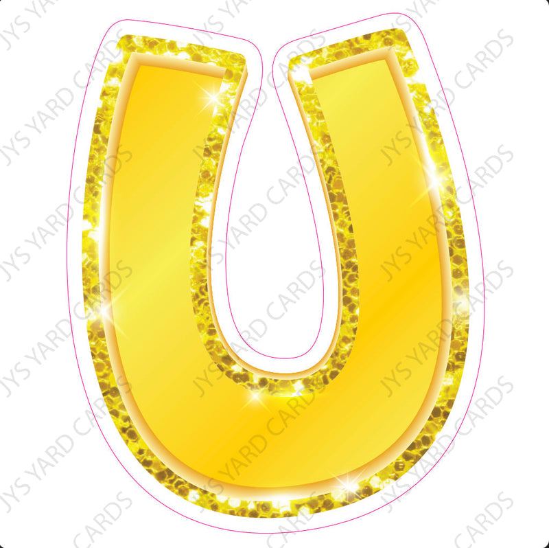 Single Letters: 23” Bouncy Metallic Yellow - Yard Card Signs by JYS International