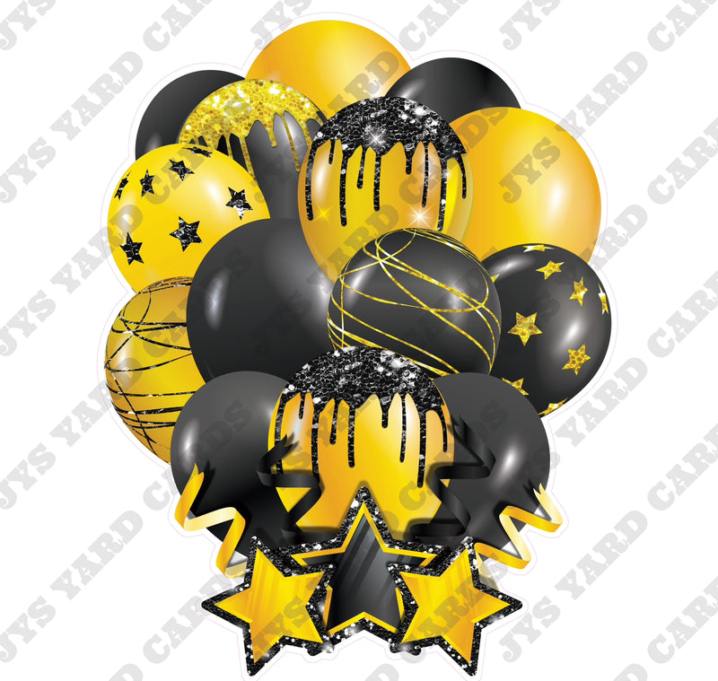 SINGLE JAZZY SOLID BALLOON: BLACK AND YELLOW