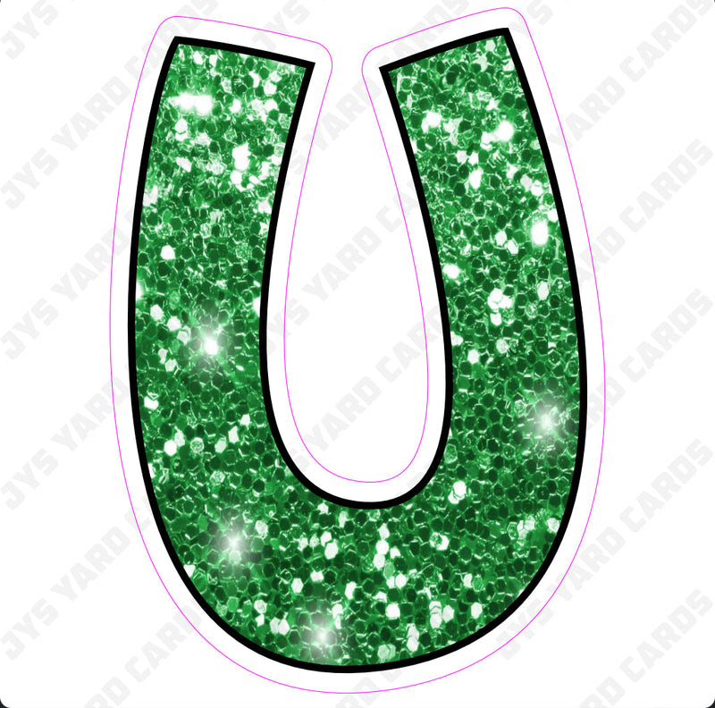 Single Letters: 12” Bouncy Glitter Green