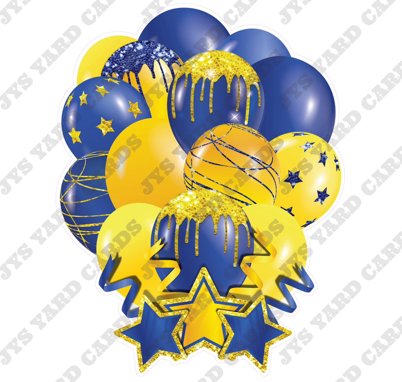 SINGLE JAZZY SOLID BALLOON: BLUE AND YELLOW