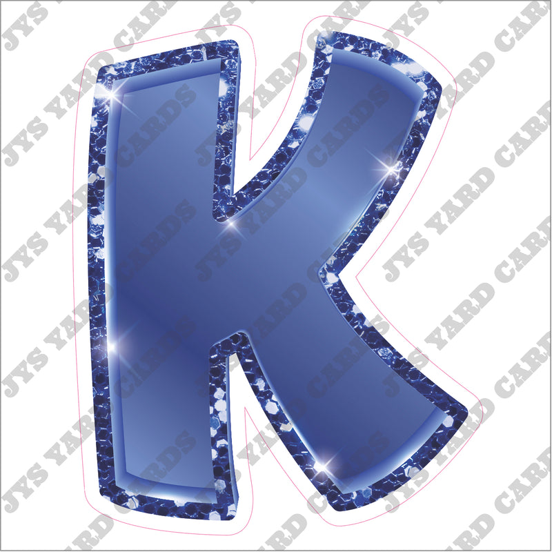 Single Letters: 18” Bouncy Glitter Metallic Navy Blue