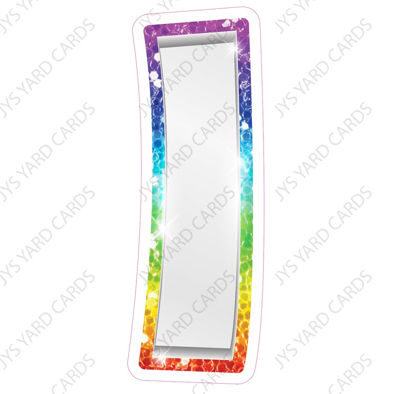 Single Letters: 12” Bouncy Metallic White With Rainbow