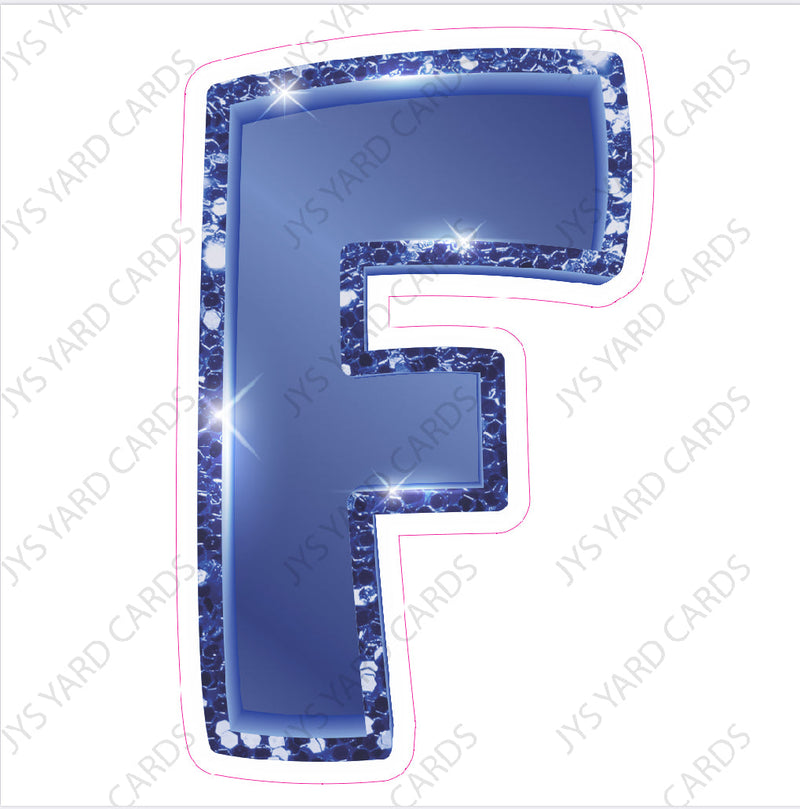 Single Letters: 23” Bouncy Glitter Metallic Navy Blue