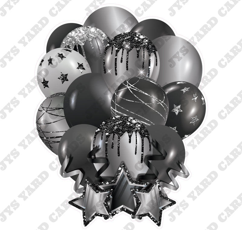 SINGLE JAZZY SOLID BALLOON: BLACK AND SILVER