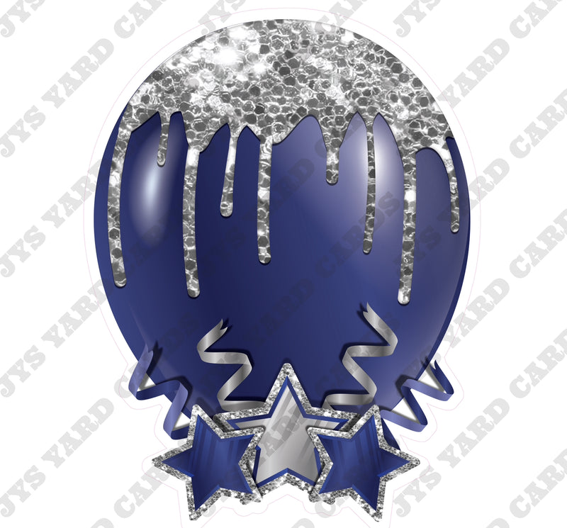 INDIVIDUAL BALLOON: DARK BLUE AND SILVER - Yard Card Signs by JYS International