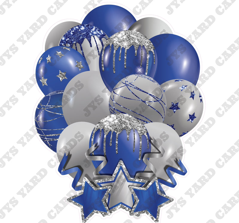 SINGLE JAZZY SOLID BALLOON: BLUE AND SILVER
