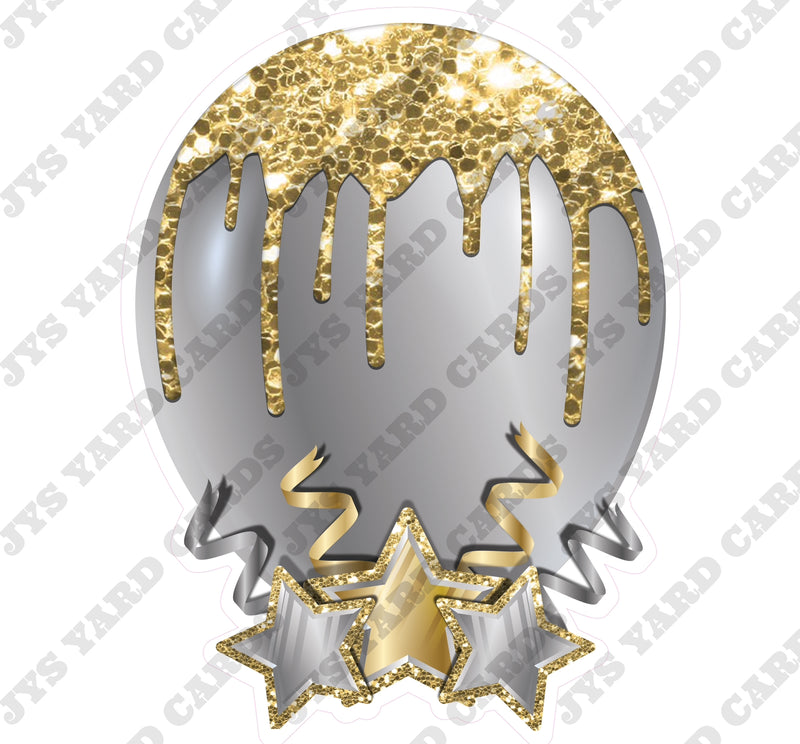 INDIVIDUAL BALLOON: GOLD AND SILVER - Yard Card Signs by JYS International