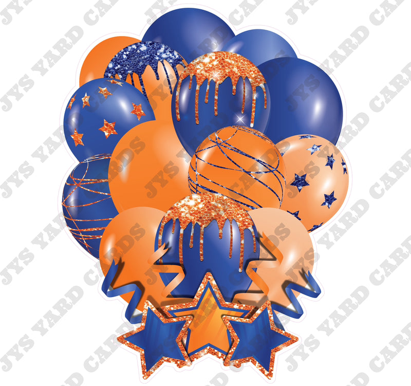 SINGLE JAZZY SOLID BALLOON: BLUE AND ORANGE