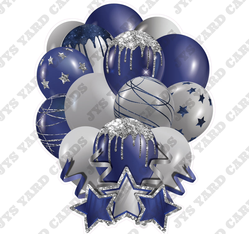 SINGLE JAZZY SOLID BALLOON: NAVY AND SILVER