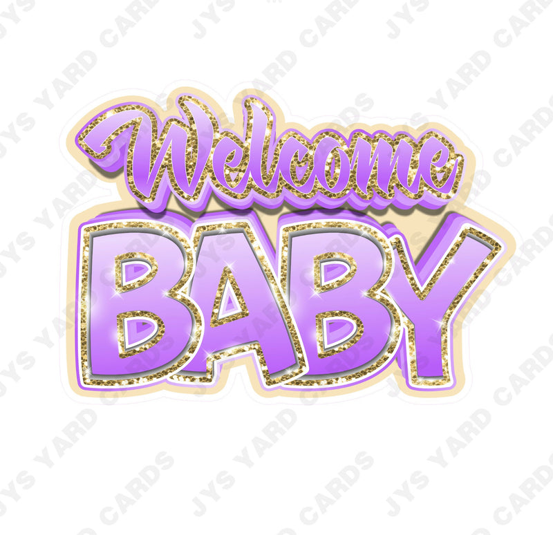 WELCOME BABY CENTERPIECE: Lavender & Gold