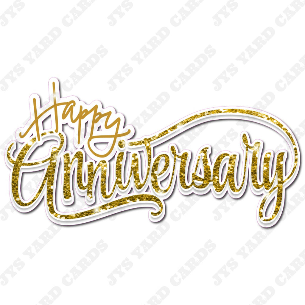 BLACK GOLD ANNIVERSARY XXL FANCY SCRIPT 1 - Yard Card Signs by JYS International