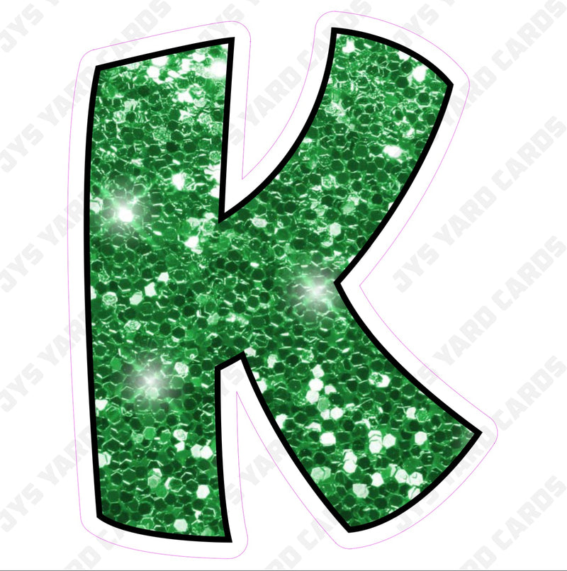 Single Letters: 12” Bouncy Glitter Green