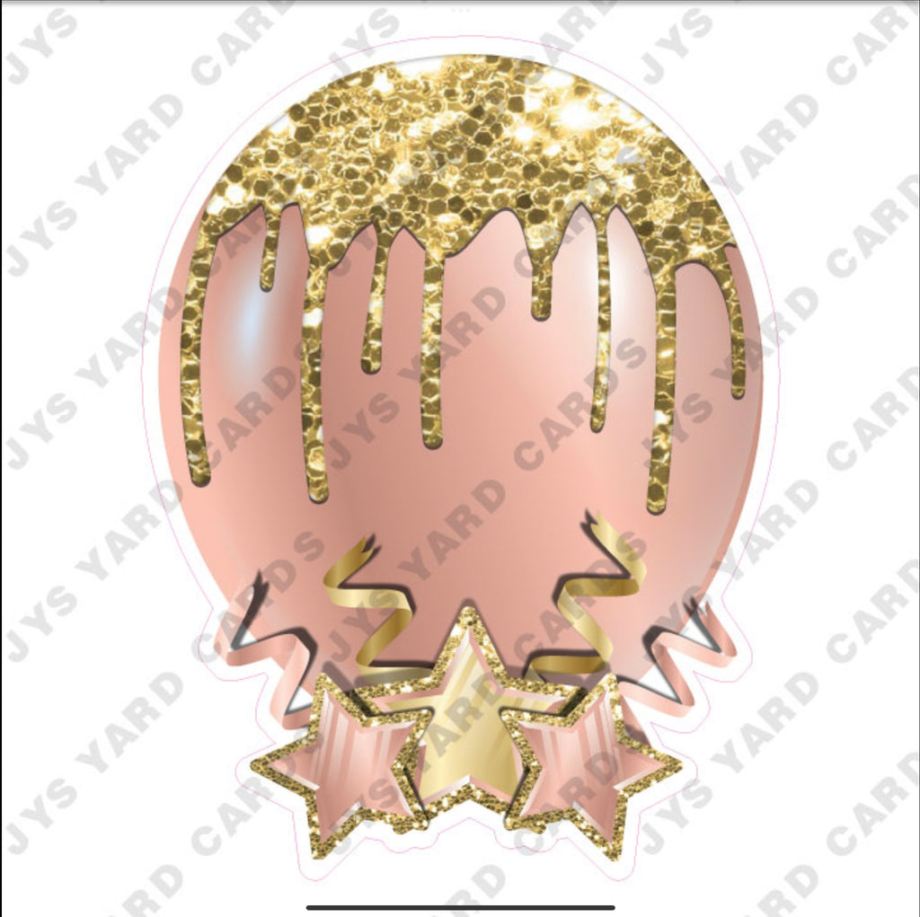 INDIVIDUAL BALLOON: ROSE GOLD AND GOLD - Yard Card Signs by JYS International