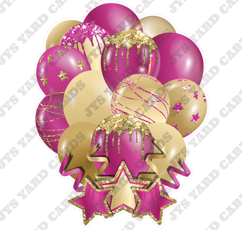 SINGLE JAZZY SOLID BALLOON: PINK AND GOLD - Yard Card Signs by JYS International