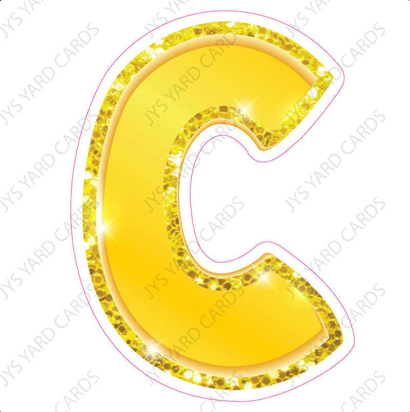 Single Letters: 23” Bouncy Metallic Yellow - Yard Card Signs by JYS International