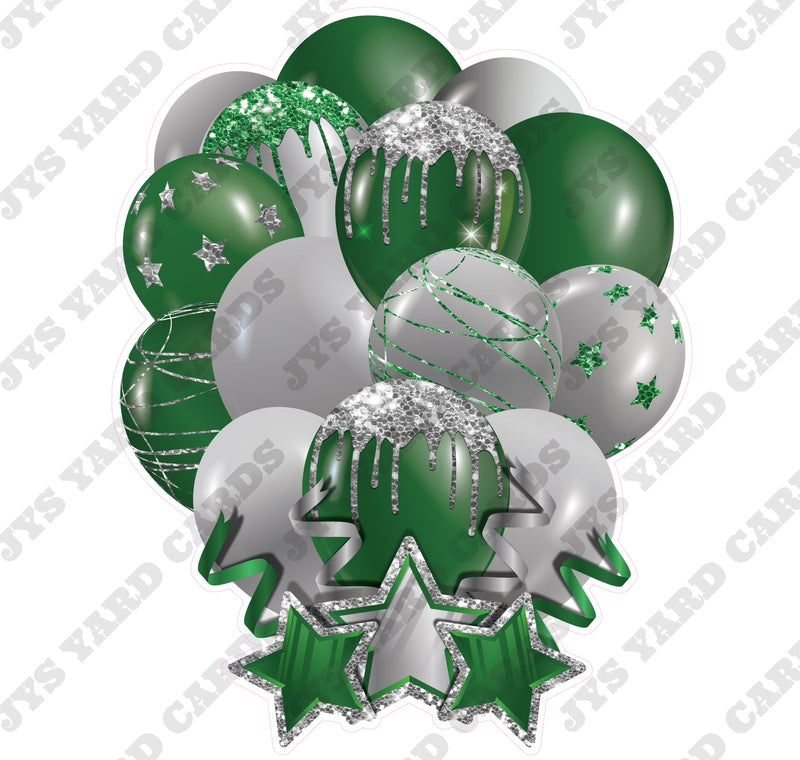 SINGLE JAZZY SOLID BALLOON: GREEN AND SILVER