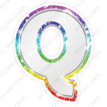 Single Letters: 12” Bouncy Metallic White With Rainbow