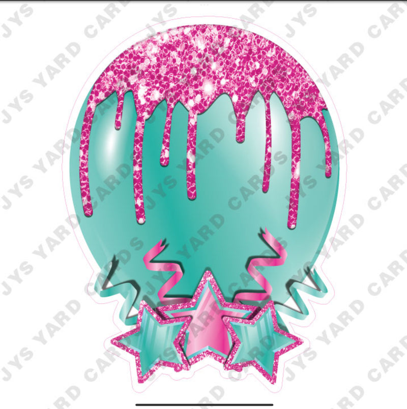 INDIVIDUAL BALLOON: PINK AND TEAL