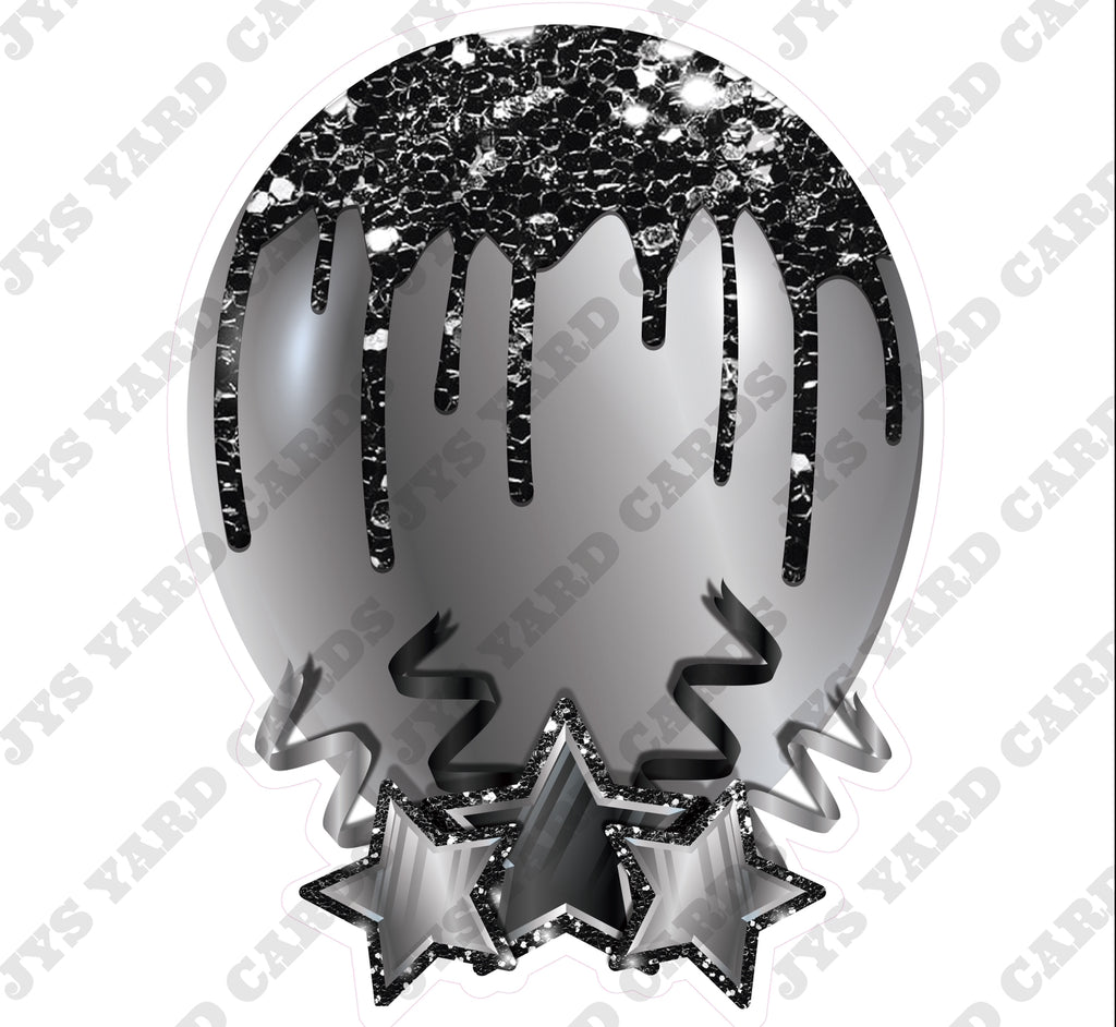 INDIVIDUAL BALLOON: BLACK AND SILVER - Yard Card Signs by JYS International