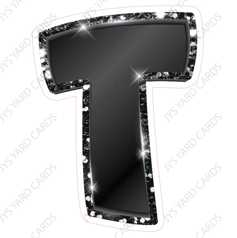 Single Letters: 12” Bouncy Metallic Black