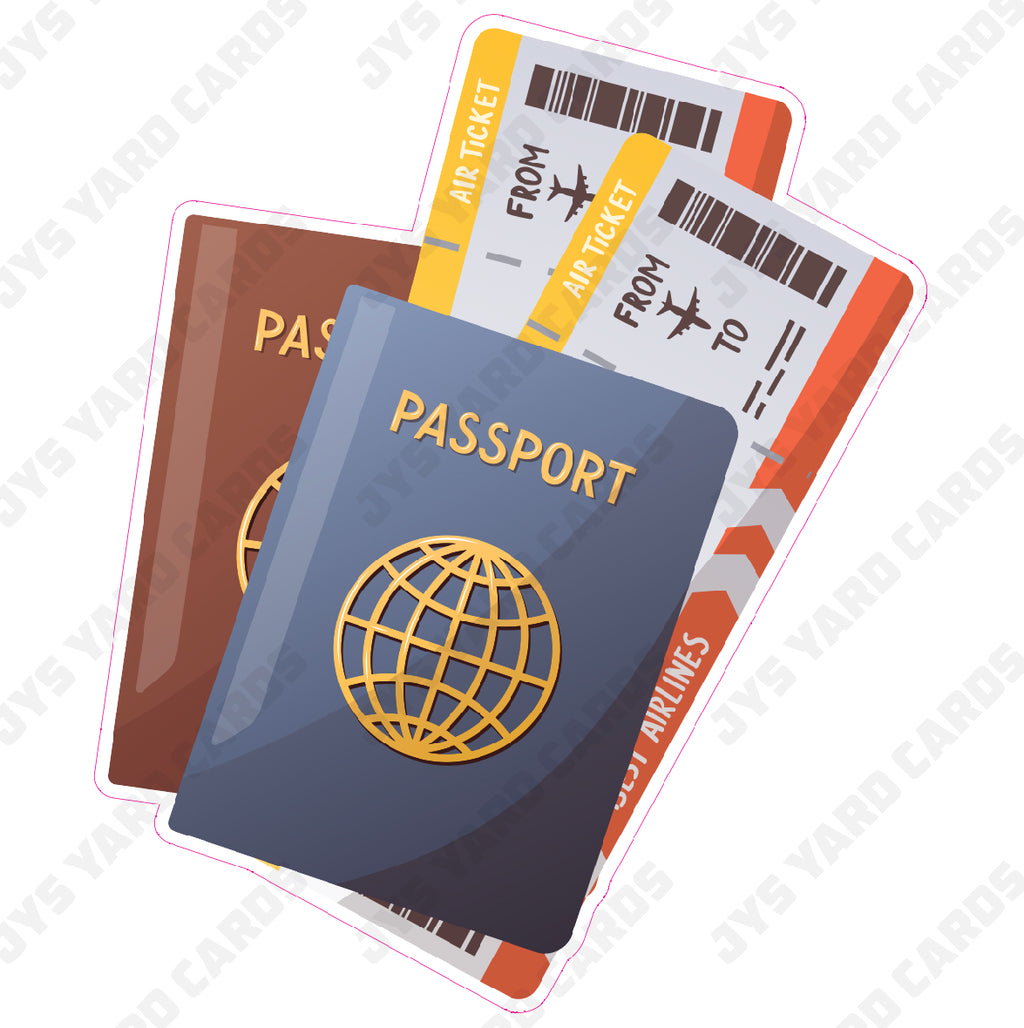 TRAVEL PASSPORT TICKETS - Yard Card Signs by JYS International