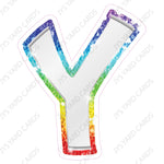 Single Letters: 12” Bouncy Metallic White With Rainbow - Yard Card Signs by JYS International