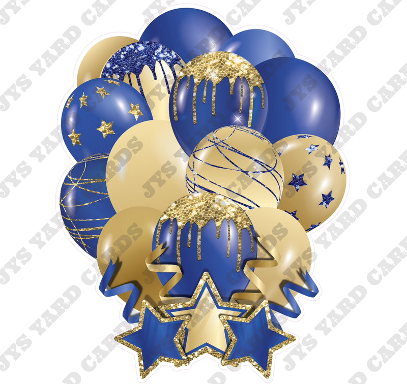 SINGLE JAZZY SOLID BALLOON: BLUE AND GOLD