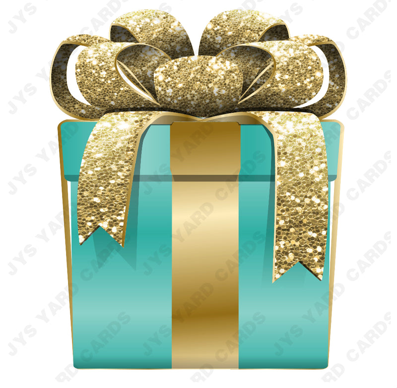 PRESENT: TEAL w/ GOLD BOW