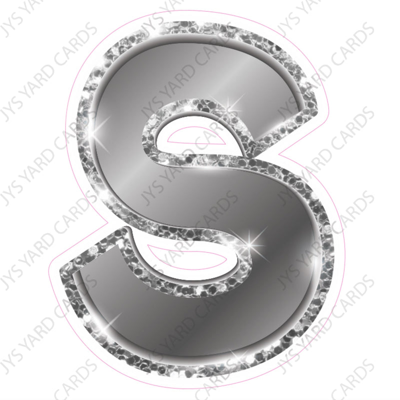 Single Letters: 12” Bouncy Metallic Silver