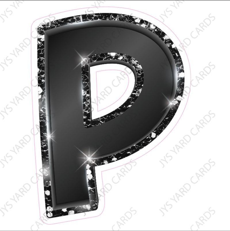 Single Letters: 12” Bouncy Metallic Black