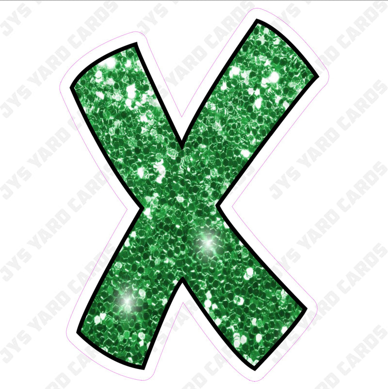 Single Letters: 12” Bouncy Glitter Green