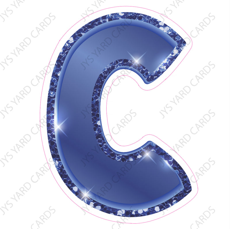 Single Letters: 18” Bouncy Glitter Metallic Navy Blue