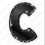 Single Letters: 12” Bouncy Metallic Black