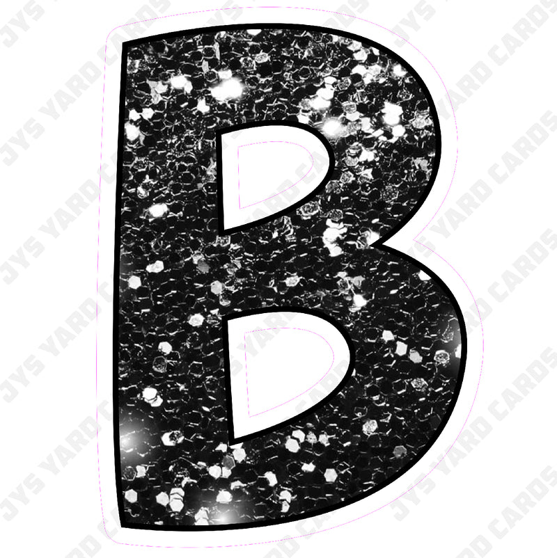 Single Letters: 18” Bouncy Glitter Black