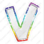 Single Letters: 12” Bouncy Metallic White With Rainbow - Yard Card Signs by JYS International