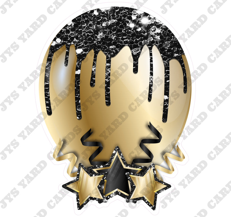 INDIVIDUAL BALLOON: BLACK AND GOLD - Yard Card Signs by JYS International