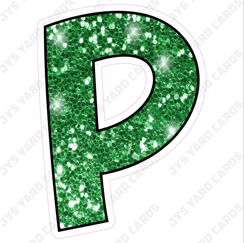 Single Letters: 12” Bouncy Glitter Green